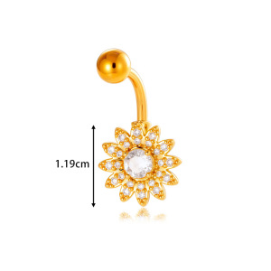 Piercing De Nombril Élégant En Forme De Fleur, De Cœur Et De Papillon, Couleur Cuivre Et Or, Zircon h5 Image2