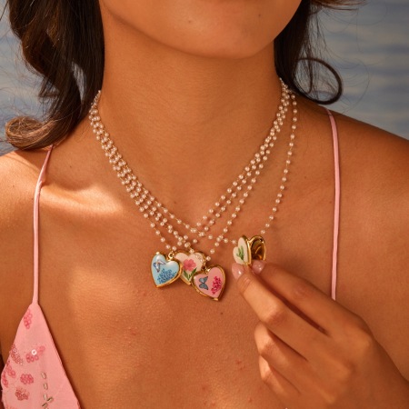 Collier Pendentif Femme En Acier Inoxydable Doré, Motif Cœur Et Fleur (1 Pièce)