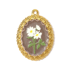 Pendentif Ovale Élégant En Acier Inoxydable Couleur Or, En Forme De Fleur, Pour Femme (1 Pièce) h5