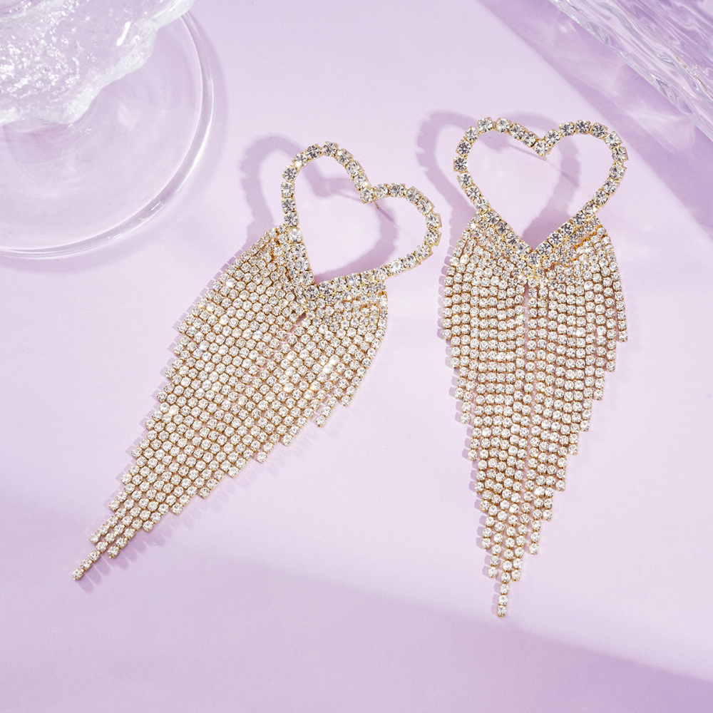 Boucles D'Oreilles Festives En Cuivre Avec Pompon En Forme De Cœur (1 Paire) Image2