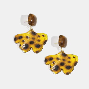 1 Paire De Boucles D'Oreilles Pendantes Rétro En Acrylique Motif Feuille De Léopard h5 