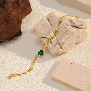 Bracelet À Breloques En Acier Inoxydable Doré, Étanche, En Forme De Cœur (1 Pièce) h5 Image3