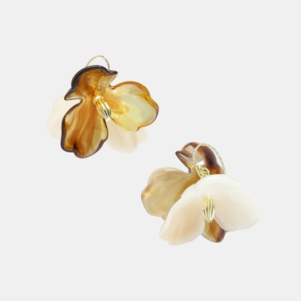 1 Paire De Boucles D'Oreilles Pendantes Rétro En Acrylique À Fleurs 