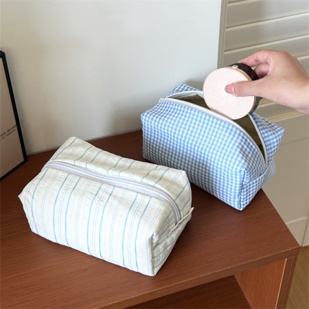 Trousse de maquillage pour femme, 1 pièce, série Simple, motif à carreaux