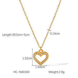 Collier Pendentif Femme Daily Heart En Acier Inoxydable Étanche Couleur Or (1 Pièce) h5 Image2
