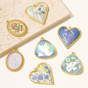Pendentif Romantique En Forme De Cœur, En Acier Inoxydable Étanche, Couleur Or, Pour Femme (1 Pièce) h5 Image4