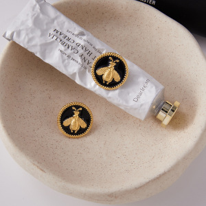 1 Paire De Magnifiques Boucles D'Oreilles À Clous Pour Femme, En Acier Inoxydable Doré, Motif Abeille. h5 Image6