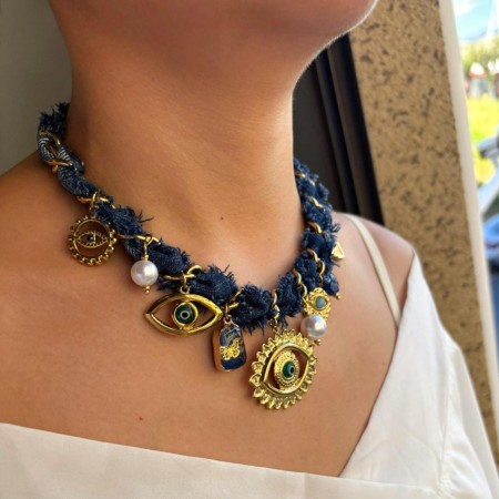 Collier pendentif luxueux en tissu œil du diable, 1 pièce 2