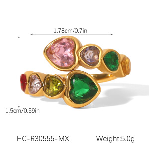 Bague Pour Femme En Acier Inoxydable Doré, Élégante Et Luxueuse, De Forme Irrégulière, Étanche, Ornée D'Un Zircon. h5 Image2