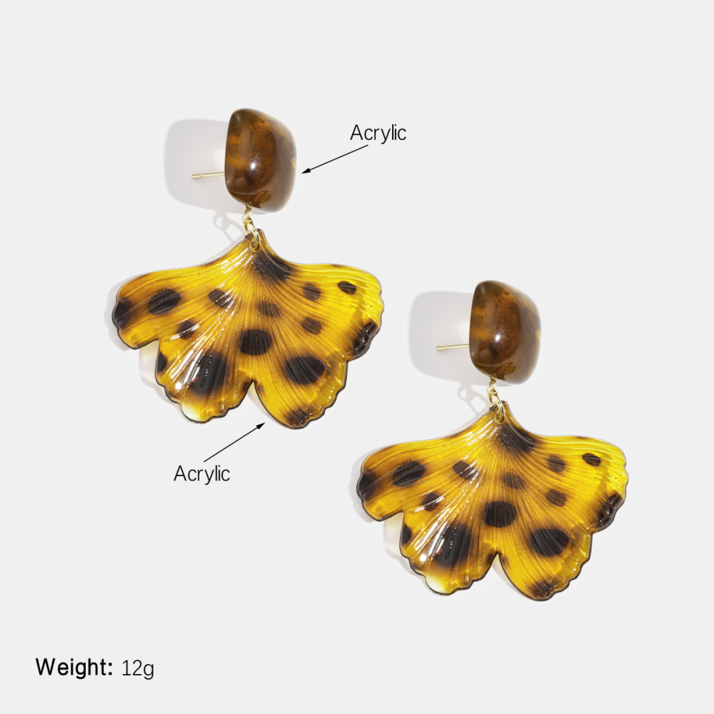1 Paire De Boucles D'Oreilles Pendantes Rétro En Acrylique Motif Feuille De Léopard Image2