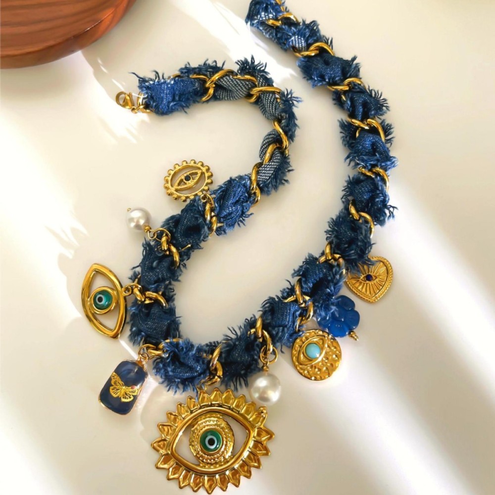 Collier Pendentif Luxueux En Tissu Œil Du Diable, 1 Pièce Image4