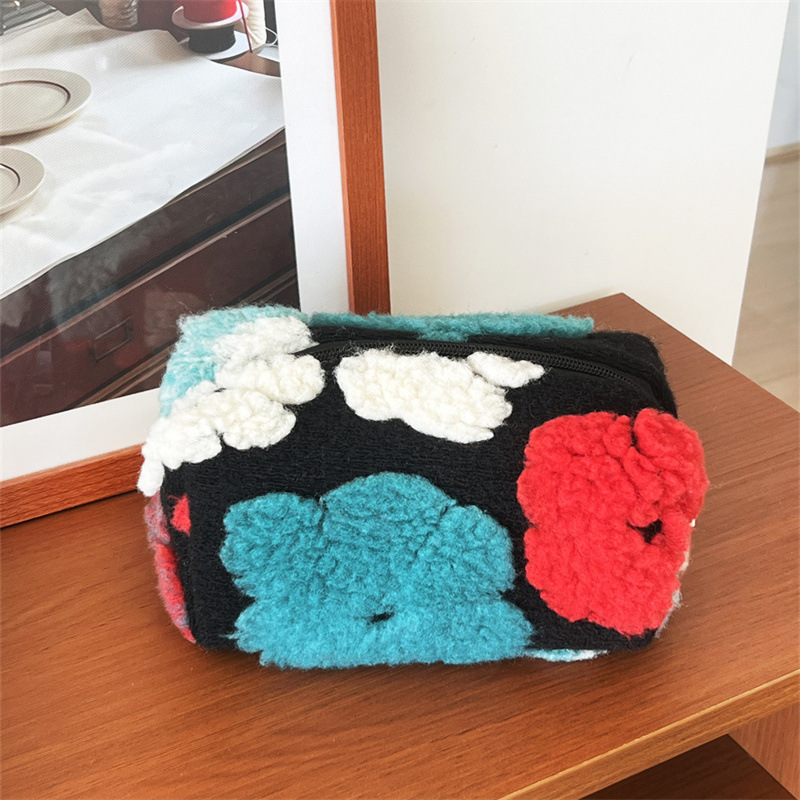 Trousse De Maquillage Classique Rétro À Fleurs De Couleurs Mélangées Pour Femme, 1 Pièce