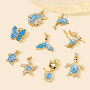 Pendentif De Luxe Pour Femme, En Acier Inoxydable, Couleur Or, Orné D'Une Opale Et Orné D'Une Opale (1 Pièce) h5 Image2
