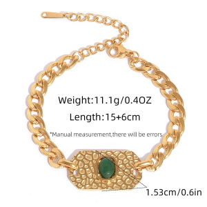 Bracelet Chaîne Femme Rétro En Acier Inoxydable, Couleur Or, Étanche, Forme Irrégulière (1 Pièce). h5 Image2