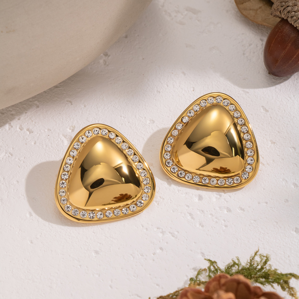 1 Paire De Boucles D'Oreilles À Clous Triangulaires En Acier Inoxydable Étanches Image4
