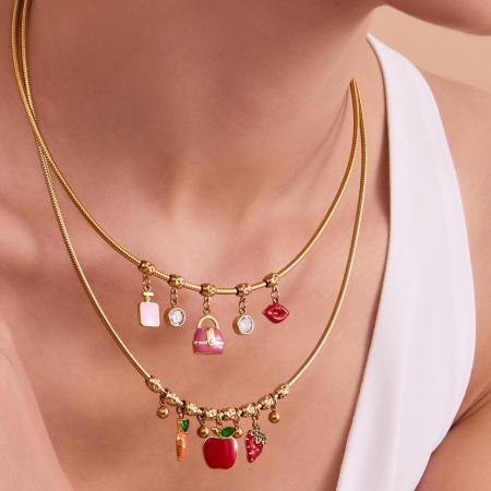 Collier pendentif femme en acier inoxydable doré, motif fruit mignon (1 pièce)