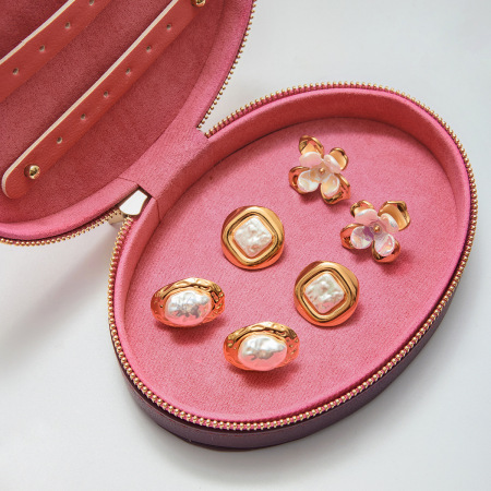 1 paire de boucles d'oreilles puces classiques à motif floral en acier inoxydable étanche couleur or pour femme 2