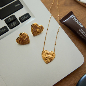 Ensembles De Bijoux Pour Femmes Designable Heart En Acier Inoxydable Étanche Couleur Or h5 Image5