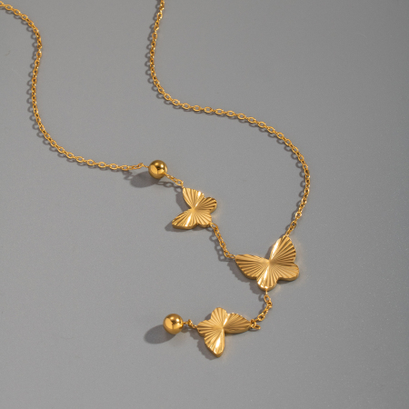 Collier pendentif papillon élégant en acier inoxydable étanche couleur or (1 pièce)