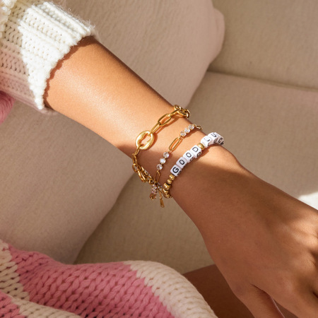 Bracelet classique rond en acier inoxydable étanche couleur or pour femme (1 pièce) 2