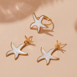 Ensembles De Bijoux Élégants Pour Femmes, En Acier Inoxydable, Couleur Or, En Forme De Cœur Et De Coquillage h5 Image3