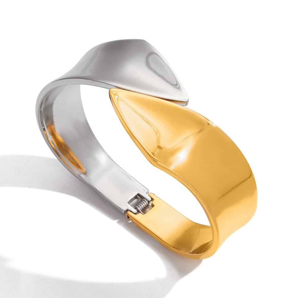 Bracelet Jonc Étanche Pour Femme, En Acier Inoxydable, Coloris Or Et Argent (1 Pièce) 
