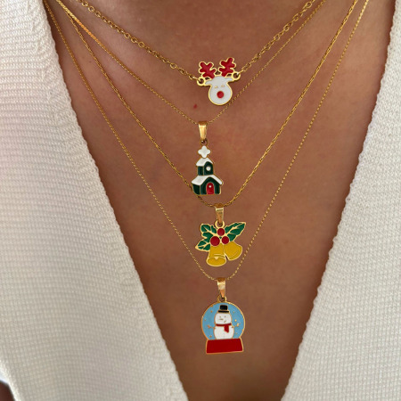 Collier pendentif de Noël étanche en acier inoxydable (1 pièce)