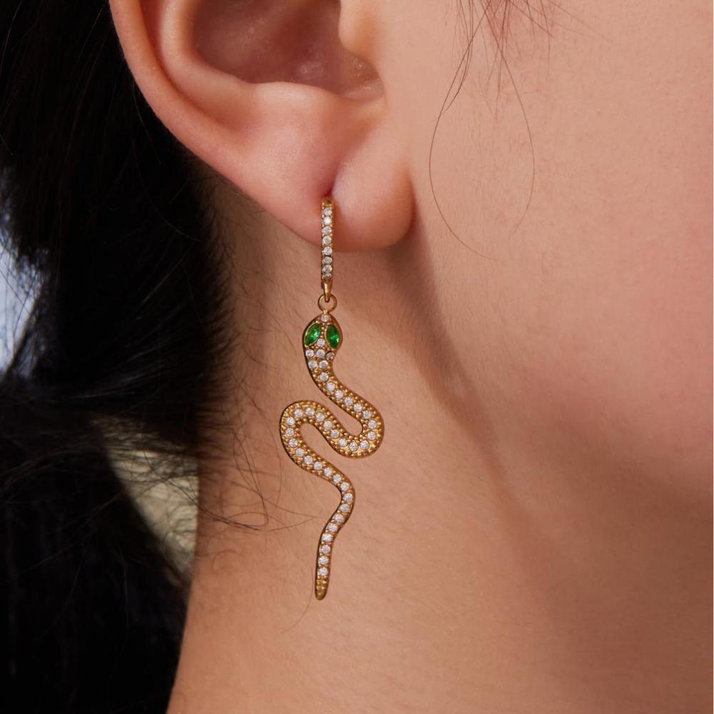 Ensembles De Bijoux Sophistiqués Pour Femmes, En Acier Inoxydable, Étanches, Couleur Or, Avec Motif Serpent Et Zircon. Image7