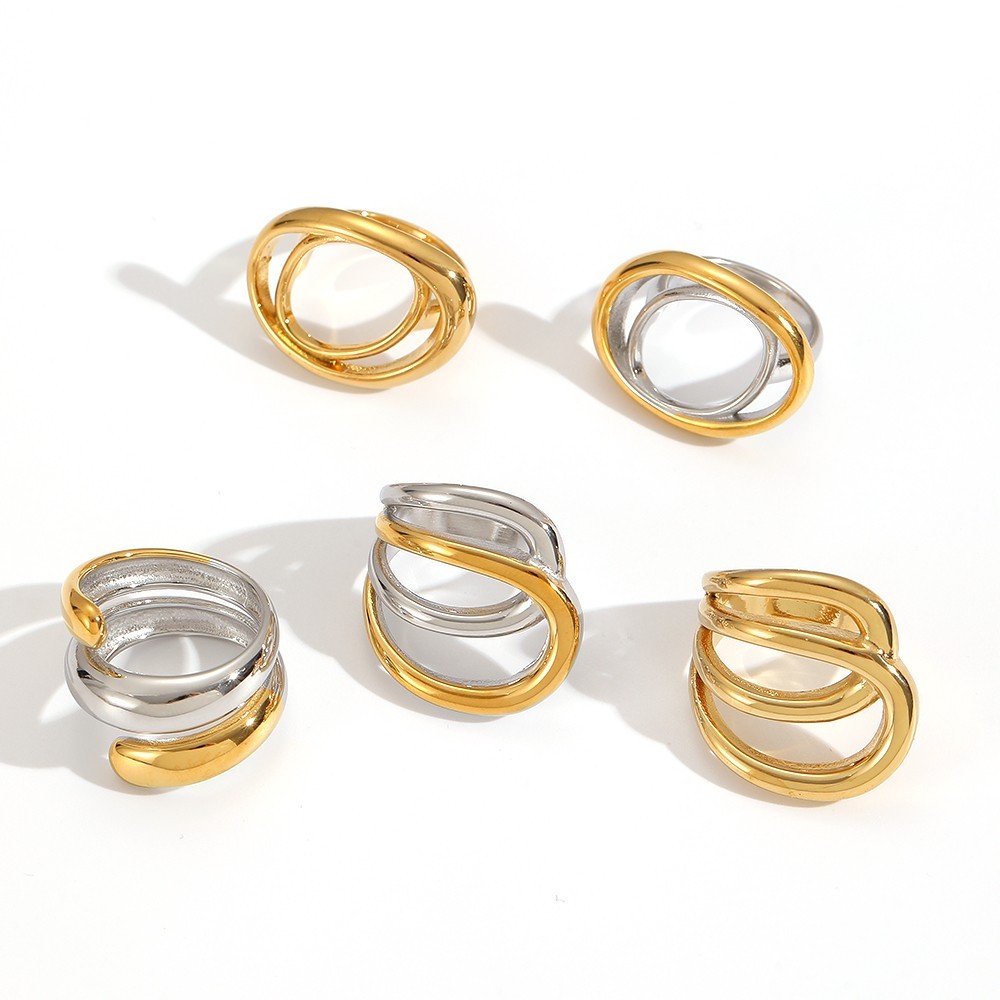Bague Minimaliste Étanche En Acier Inoxydable Doré (1 Pièce) Image3