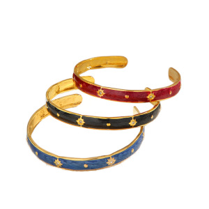 Bracelet Manchette Étanche En Acier Inoxydable Émaillé Doré (1 Pièce) h5 Image5