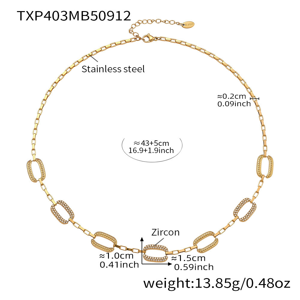Ensembles De Bijoux Pour Femmes En Acier Inoxydable Rectangulaire, Étanches, Couleur Or Et Zircon, Personnalisables 