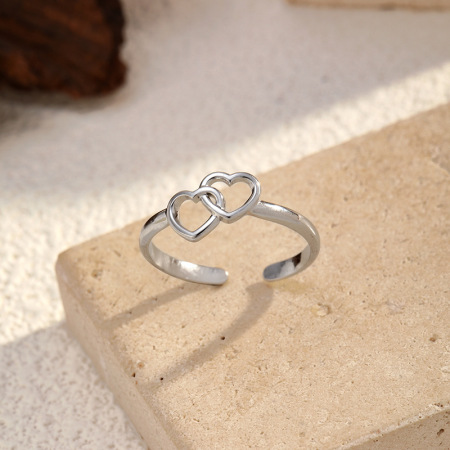 Bague minimaliste en acier inoxydable étanche en forme de cœur (1 pièce)