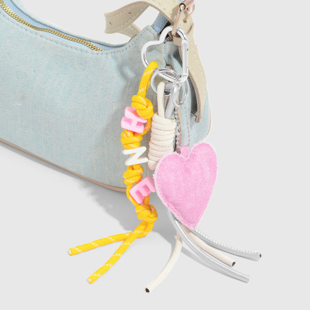 1 breloque de sac en forme de cœur rose doux 2