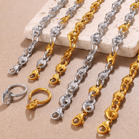 Ensemble de bijoux en acier inoxydable étanche en forme de cœur, couleur or 2