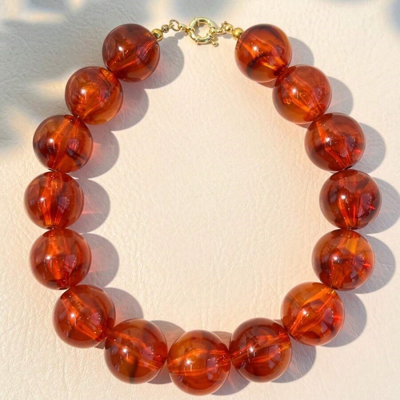 Collier De Perles Rétro En Acrylique Dégradé De Couleurs De 25 Mm Image4