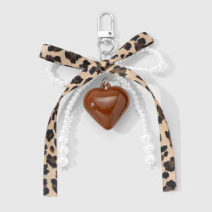 1 Pièce De Breloque De Sac En Acrylique Avec Nœud Papillon Et Imprimé Léopard En Forme De Cœur h5 