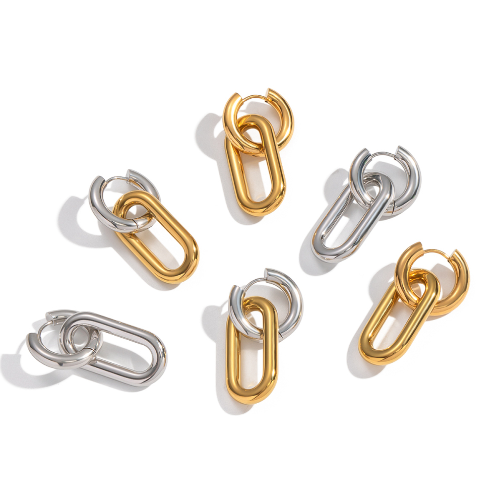 1 Paire De Boucles D'Oreilles Créoles Rondes En Acier Inoxydable Étanche Couleur Or Image7