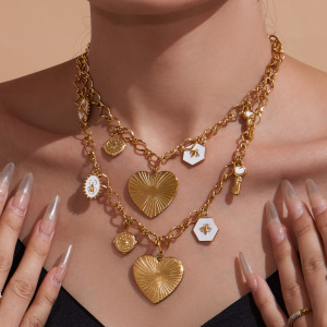 Ensembles De Bijoux Pour Femmes En Acier Inoxydable Doré, En Forme De Cœur, Étanches, De La Série Shining. h5 Image3