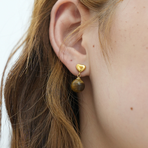 1 Paire De Boucles D'Oreilles Puces Rétro Rondes En Acier Inoxydable Étanche Couleur Or Pour Femme h5 Image4