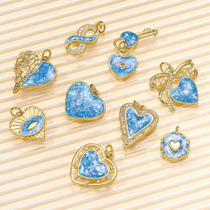 Pendentif Femme En Acier Inoxydable Doré, Orné D'Un Cœur En Opale Romantique (1 Pièce) h5 Image5
