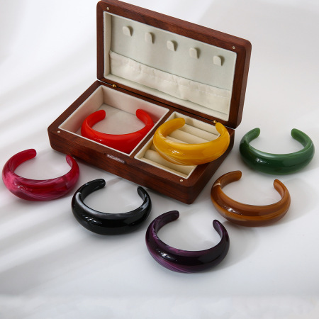 Bracelet manchette rétro dégradé de couleur en résine pour femme, série simple, 1 pièce