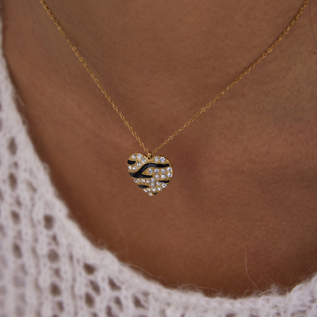 Collier pendentif femme élégant en forme de cœur, en acier inoxydable étanche, couleur or (1 pièce)