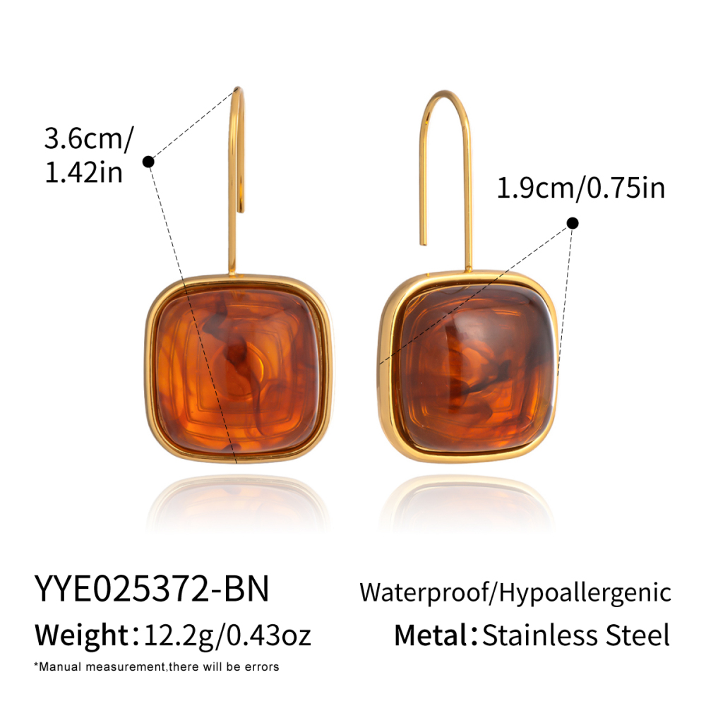 1 Paire De Boucles D'Oreilles Pendantes Rétro En Résine Couleur Or 
