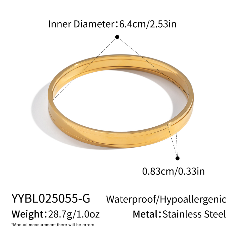 Bracelet Jonc Étanche En Acier Inoxydable, Couleur Unie, 1 Pièce 