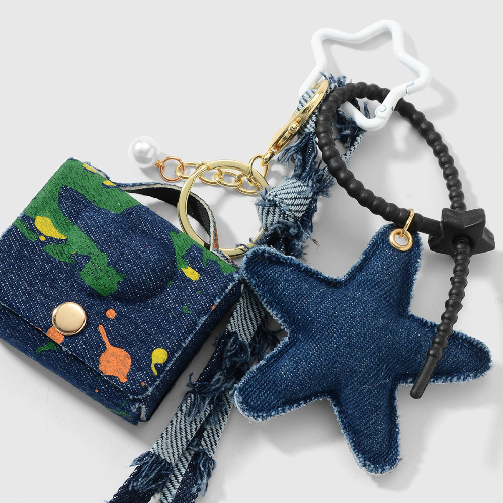 1 Pièce De Breloque De Sac En Dentelle Étoile En Denim h5Image5