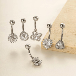 Piercing De Nombril Triangulaire Quotidien En Cuivre Doré Et Zircon h5 Image5