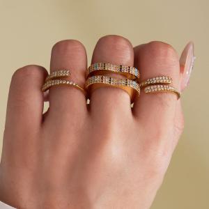 Bague Pour Femme En Acier Inoxydable Doré, Ornée D'Un Zircon Et D'Un Cœur Coloré (1 Pièce). h5 Image5