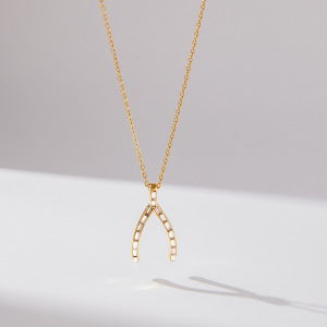 Collier Pendentif Femme En Acier Inoxydable Doré, Forme Irrégulière Classique, Étanche, Avec Zircon. h5 Image5