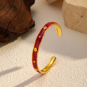 Bracelet Manchette Étanche En Acier Inoxydable Émaillé Doré (1 Pièce) h5 Image3