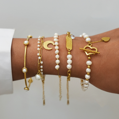 Bracelet chaîne femme en acier inoxydable, couleur or, forme irrégulière (1 pièce) 2